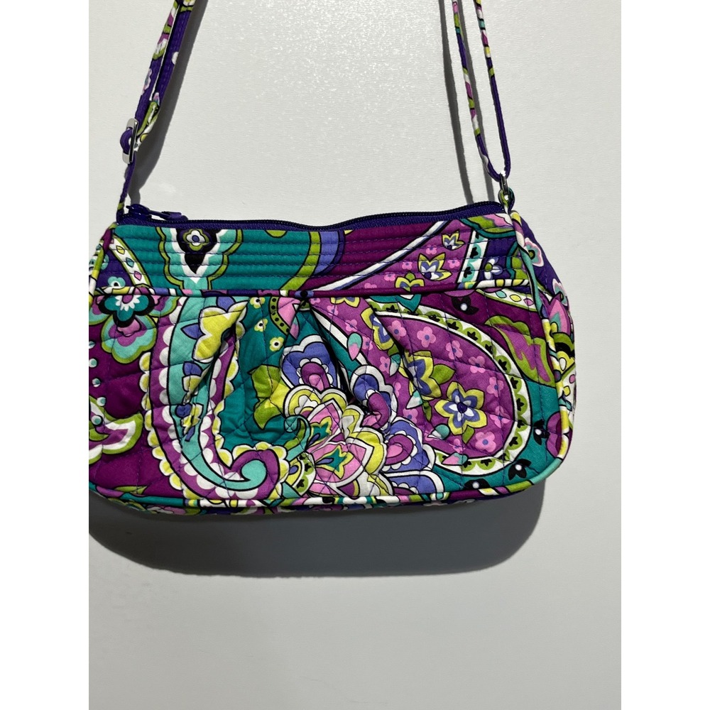 Vera Bradley Go Wild Paisley Quilted Cotton Crossbody Bag Purple Teal 14539-144 - Picture 6 of 14
